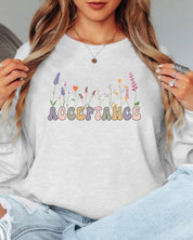 Acceptance Wildflowers Long Sleeve T-Shirt-Neurodiversity, ADHD & Autism Awareness & Acceptance Long-sleeve by Daily Bloom