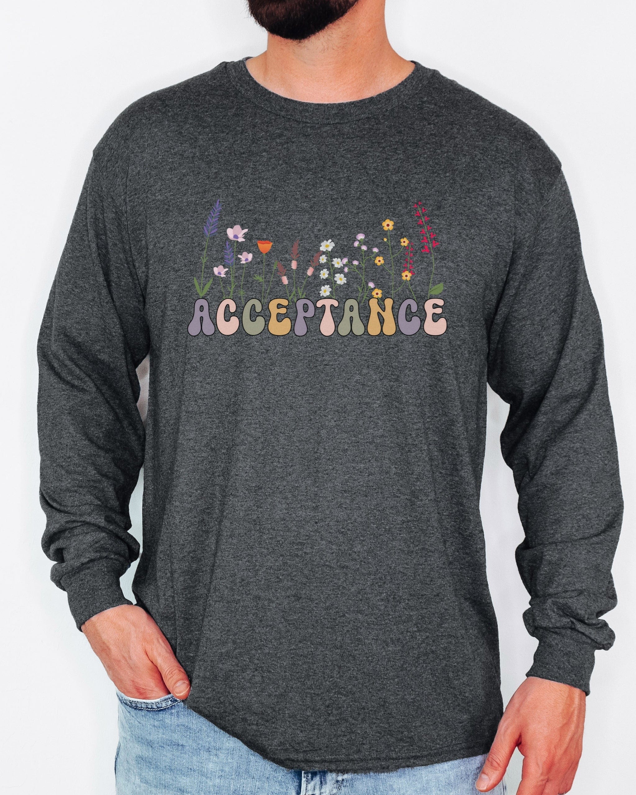 Acceptance Wildflowers Long Sleeve T-Shirt-Neurodiversity, ADHD & Autism Awareness & Acceptance Long-sleeve by Daily Bloom
