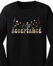 Acceptance Wildflowers Long Sleeve T-Shirt-Neurodiversity, ADHD & Autism Awareness & Acceptance Long-sleeve by Daily Bloom