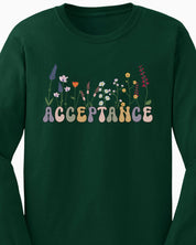 Acceptance Wildflowers Long Sleeve T-Shirt-Neurodiversity, ADHD & Autism Awareness & Acceptance Long-sleeve by Daily Bloom
