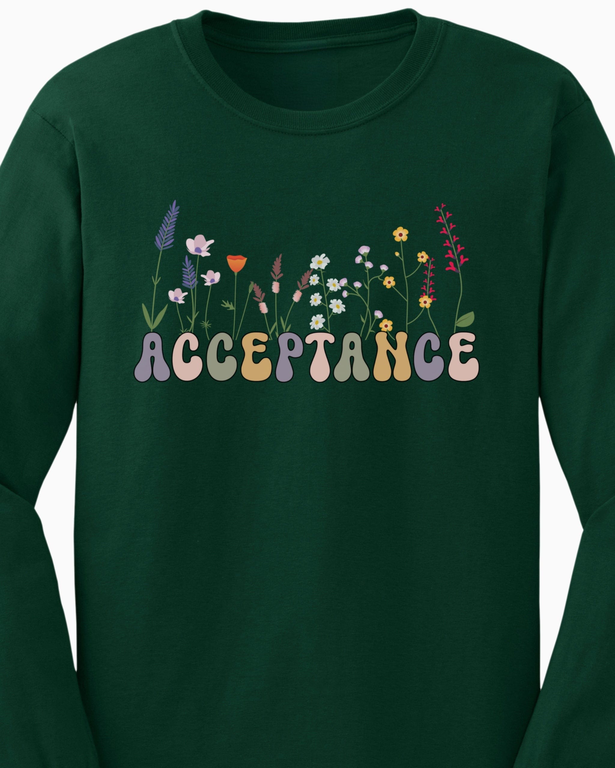 Acceptance Wildflowers Long Sleeve T-Shirt-Neurodiversity, ADHD & Autism Awareness & Acceptance Long-sleeve by Daily Bloom