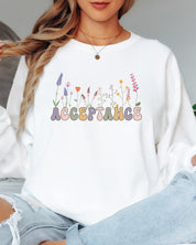 Acceptance Wildflowers Long Sleeve T-Shirt-Neurodiversity, ADHD & Autism Awareness & Acceptance Long-sleeve by Daily Bloom