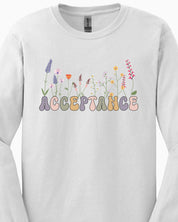 Acceptance Wildflowers Long Sleeve T-Shirt-Neurodiversity, ADHD & Autism Awareness & Acceptance Long-sleeve by Daily Bloom