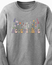 Acceptance Wildflowers Long Sleeve T-Shirt-Neurodiversity, ADHD & Autism Awareness & Acceptance Long-sleeve by Daily Bloom