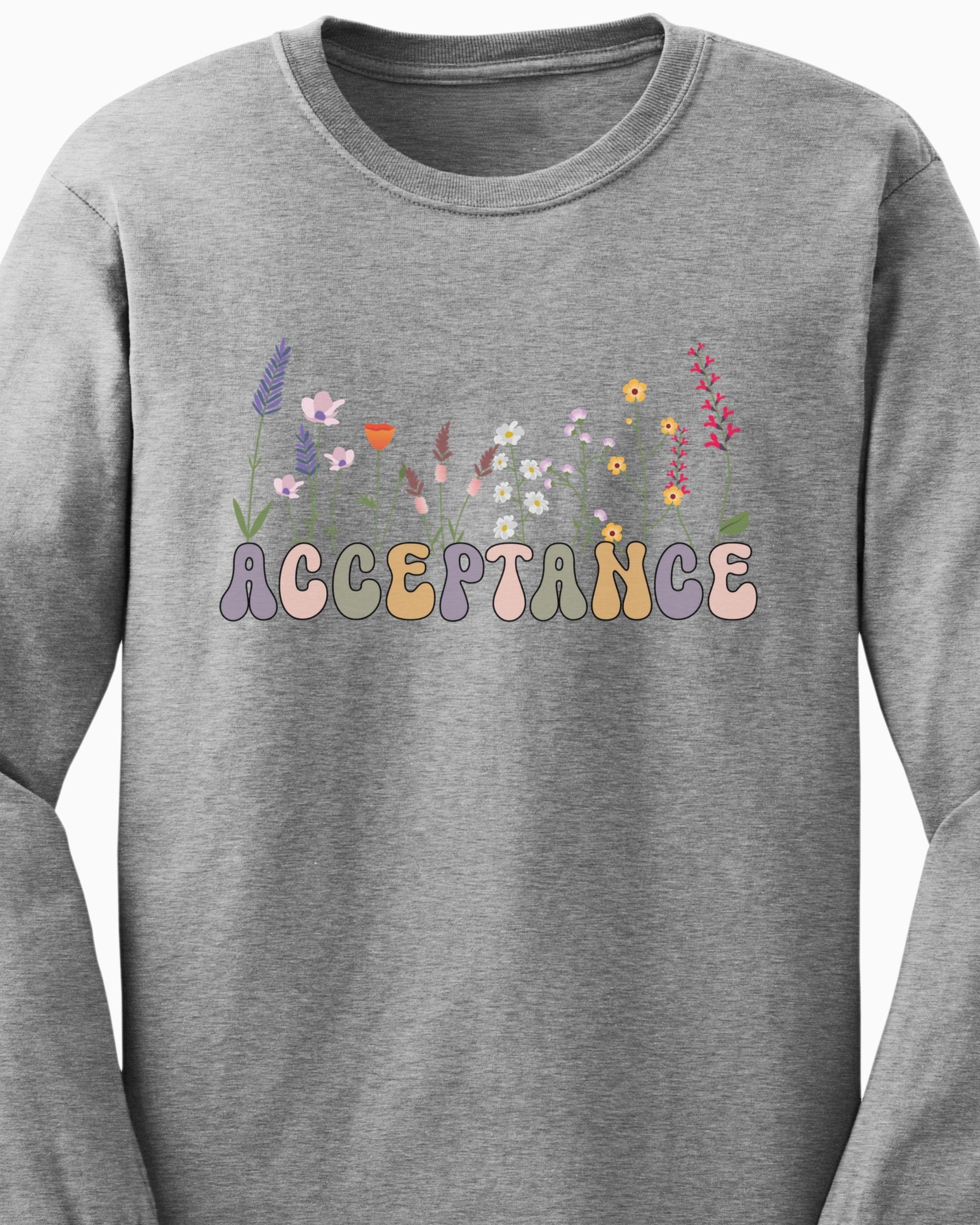 Acceptance Wildflowers Long Sleeve T-Shirt-Neurodiversity, ADHD & Autism Awareness & Acceptance Long-sleeve by Daily Bloom