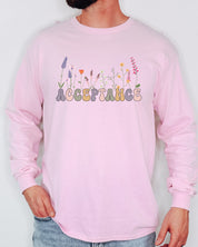 Acceptance Wildflowers Long Sleeve T-Shirt-Neurodiversity, ADHD & Autism Awareness & Acceptance Long-sleeve by Daily Bloom