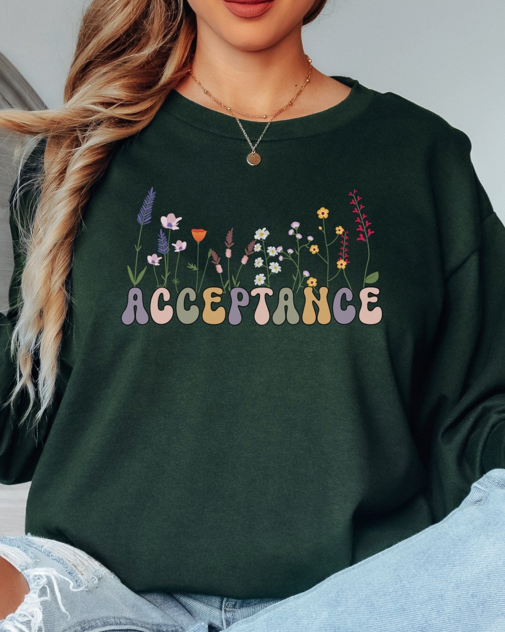 Autism Long - sleeve - Acceptance Wildflowers Long Sleeve T-Shirt - Daily Bloom