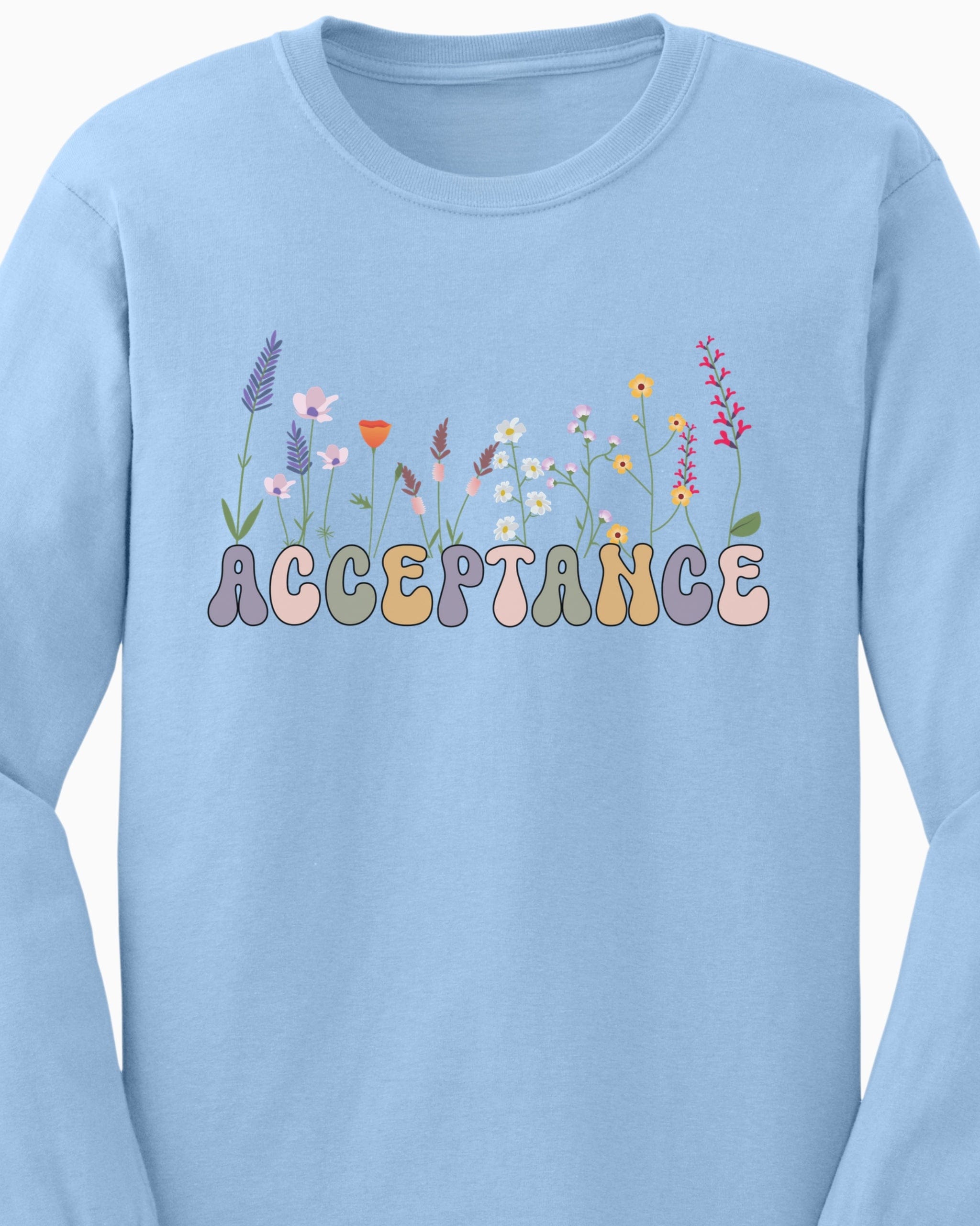 Acceptance Wildflowers Long Sleeve T-Shirt-Neurodiversity, ADHD & Autism Awareness & Acceptance Long-sleeve by Daily Bloom