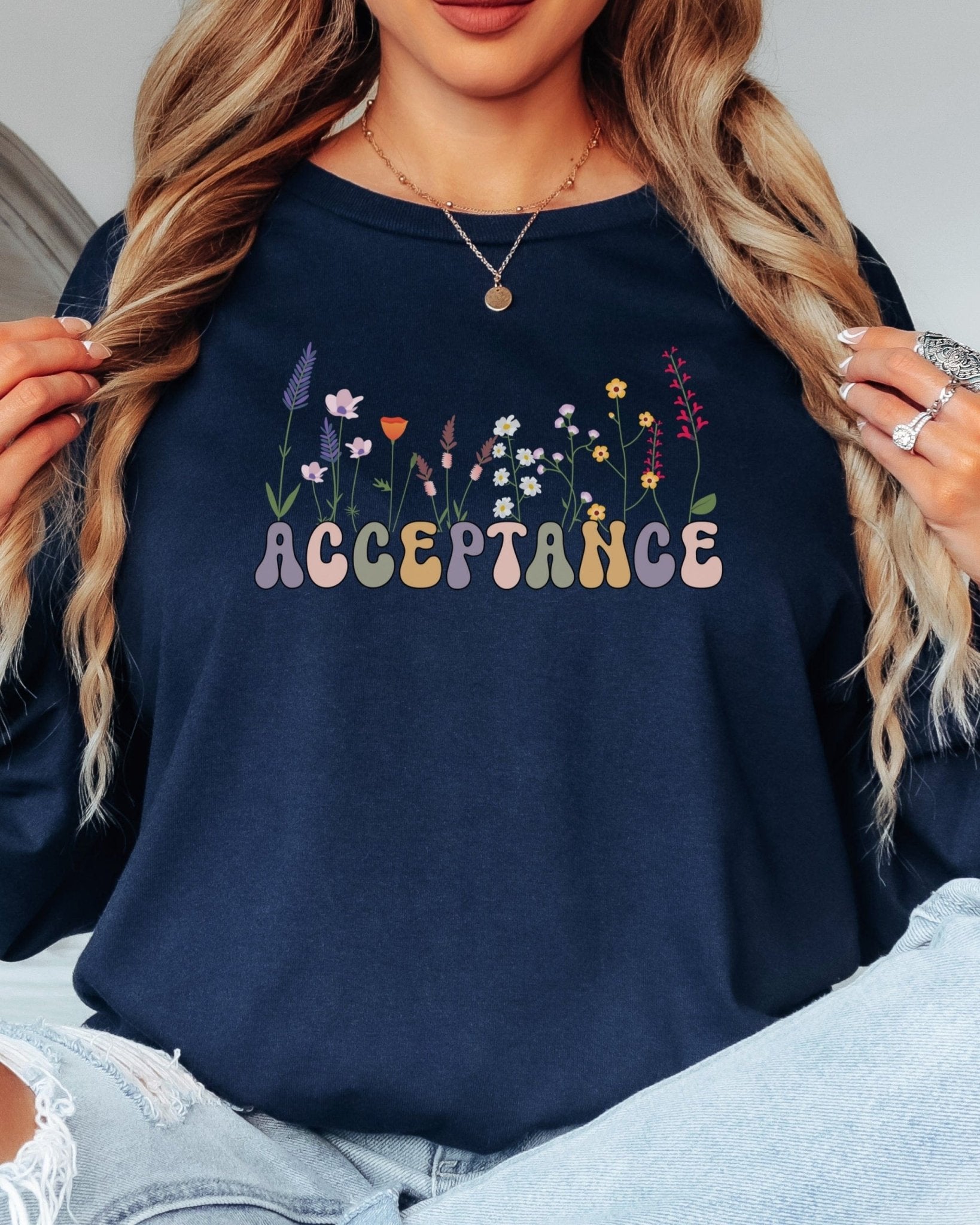 Autism Long - sleeve - Acceptance Wildflowers Long Sleeve T-Shirt - Daily Bloom