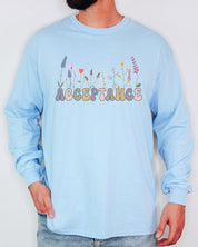 Acceptance Wildflowers Long Sleeve T-Shirt-Neurodiversity, ADHD & Autism Awareness & Acceptance Long-sleeve by Daily Bloom