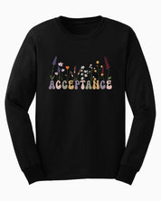 Acceptance Wildflowers Long Sleeve T-Shirt-Black-Neurodiversity, ADHD & Autism Awareness & Acceptance Long-sleeve by Daily Bloom