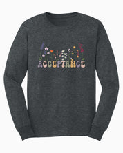 Acceptance Wildflowers Long Sleeve T-Shirt-Dark Heather-Neurodiversity, ADHD & Autism Awareness & Acceptance Long-sleeve by Daily Bloom
