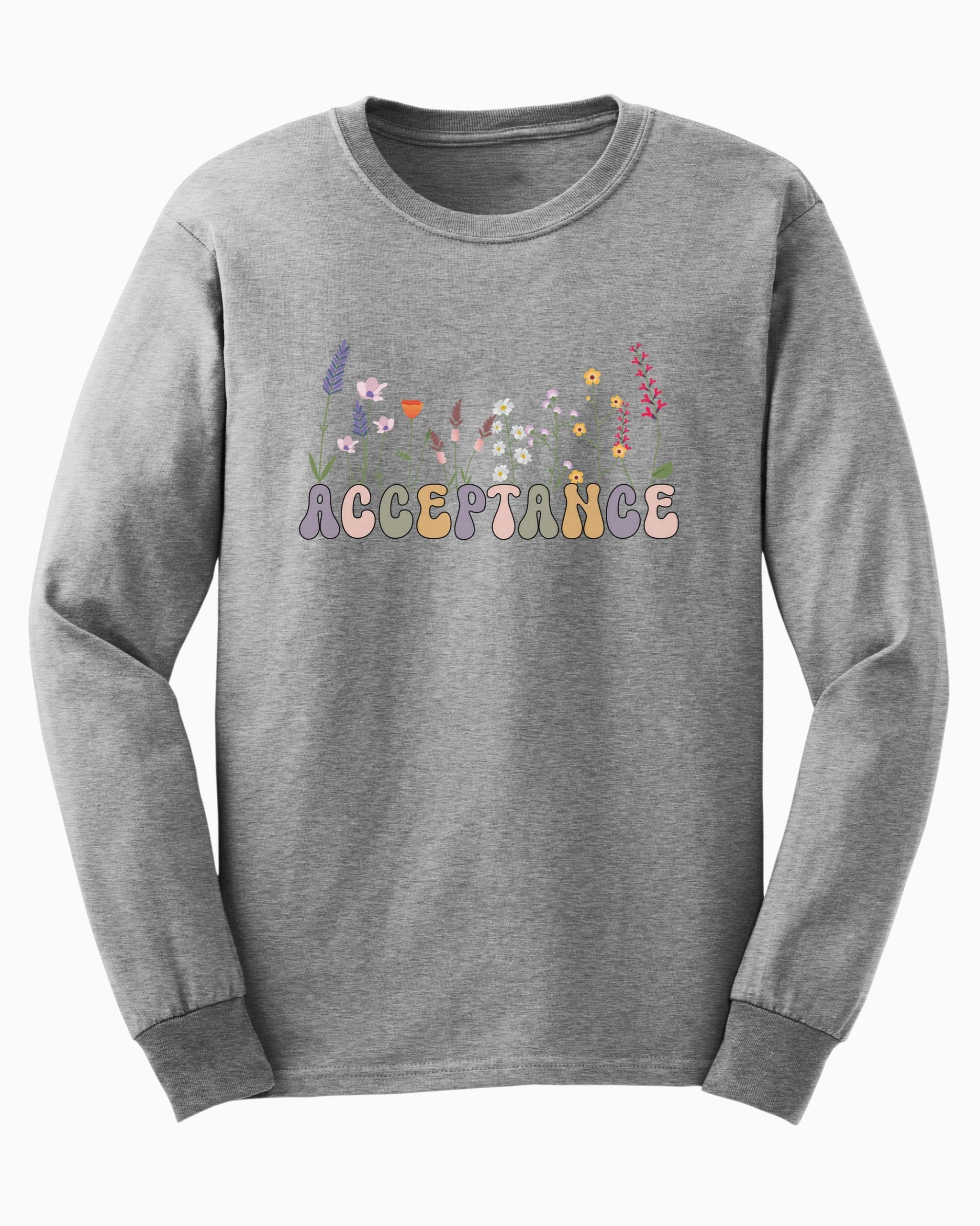 Acceptance Wildflowers Long Sleeve T-Shirt-Sport Grey-Neurodiversity, ADHD & Autism Awareness & Acceptance Long-sleeve by Daily Bloom
