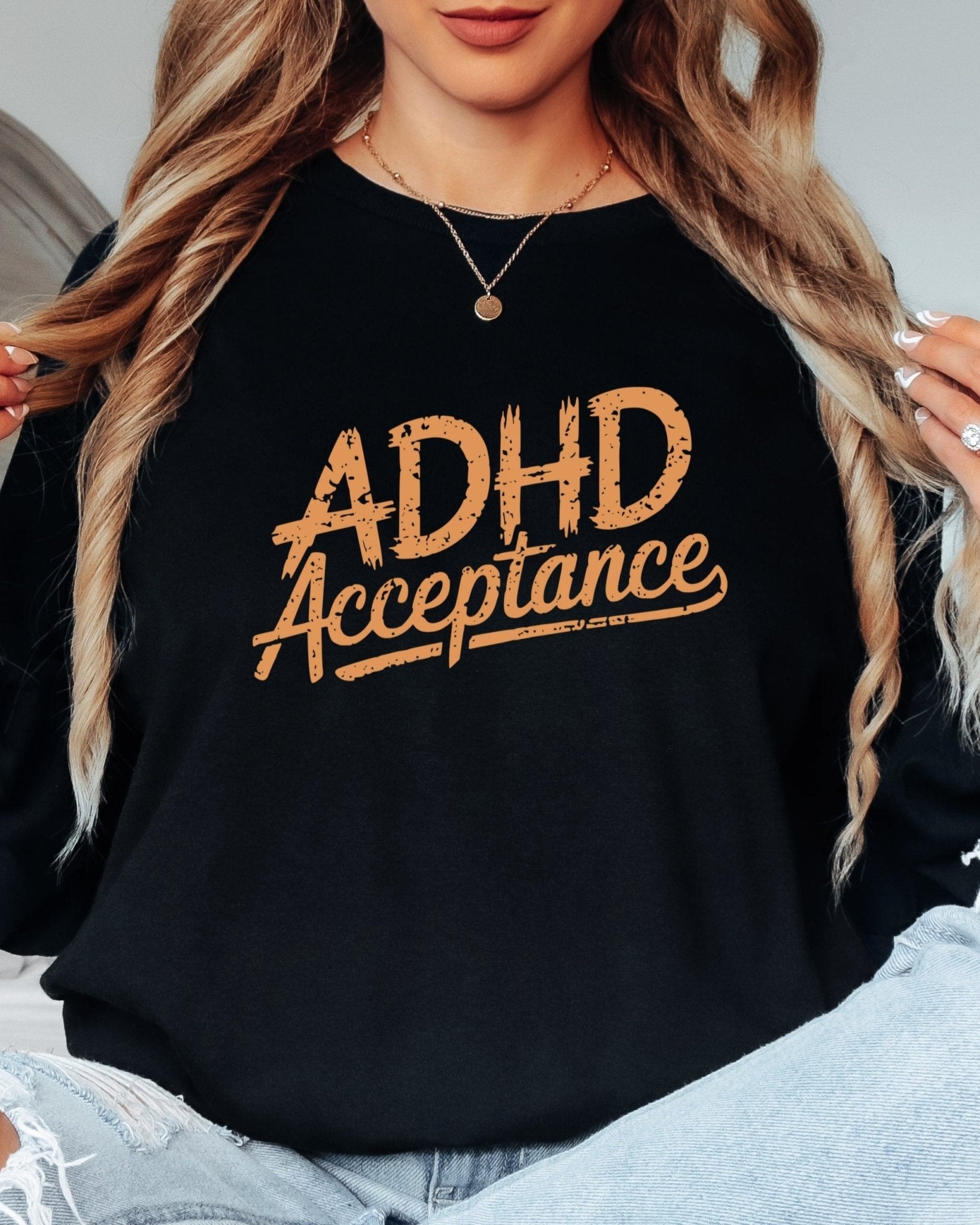 Autism Long - sleeve - ADHD Acceptance Grunge Style Long Sleeve T-Shirt - Daily Bloom