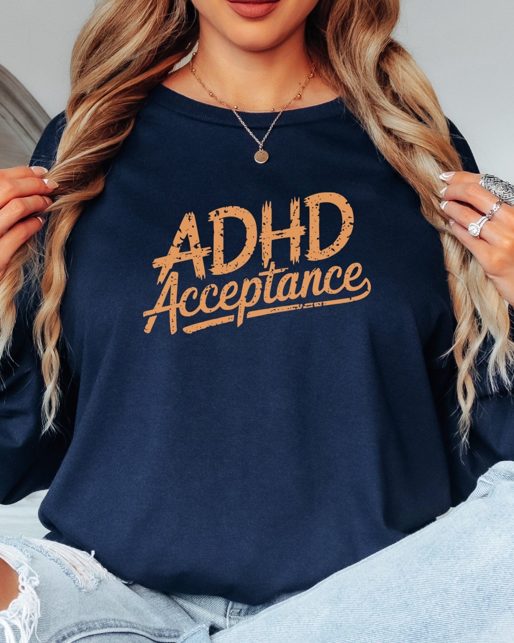 Autism Long - sleeve - ADHD Acceptance Grunge Style Long Sleeve T-Shirt - Daily Bloom
