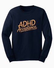 Autism Long-sleeve By Daily Bloom ADHD Acceptance Grunge Style Long Sleeve T-Shirt S / Navy
