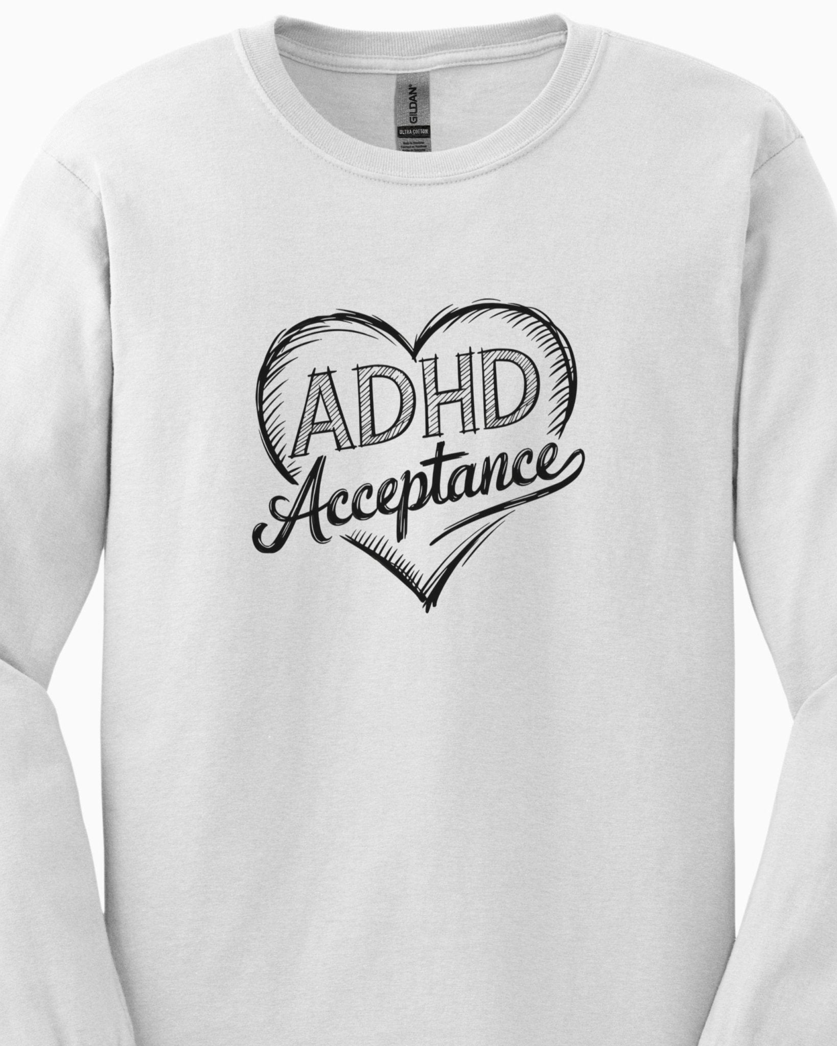 Autism Long - sleeve - ADHD Acceptance Love Heart Sketch Long Sleeve T-Shirt - Daily Bloom
