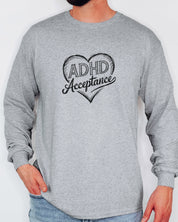 Autism Long-sleeve By Daily Bloom ADHD Acceptance Love Heart Sketch Long Sleeve T-Shirt