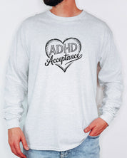 Autism Long-sleeve By Daily Bloom ADHD Acceptance Love Heart Sketch Long Sleeve T-Shirt