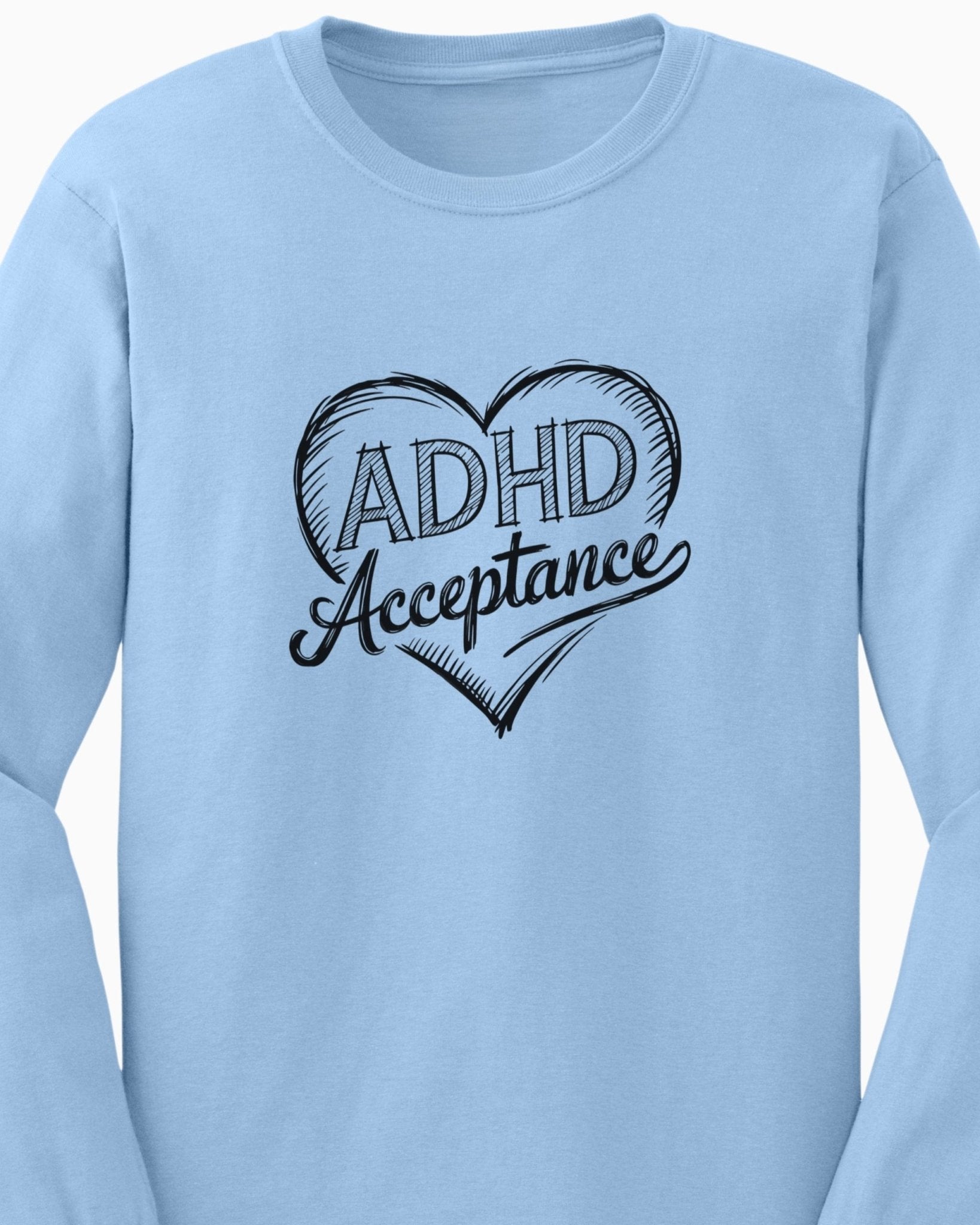 Autism Long - sleeve - ADHD Acceptance Love Heart Sketch Long Sleeve T-Shirt - Daily Bloom