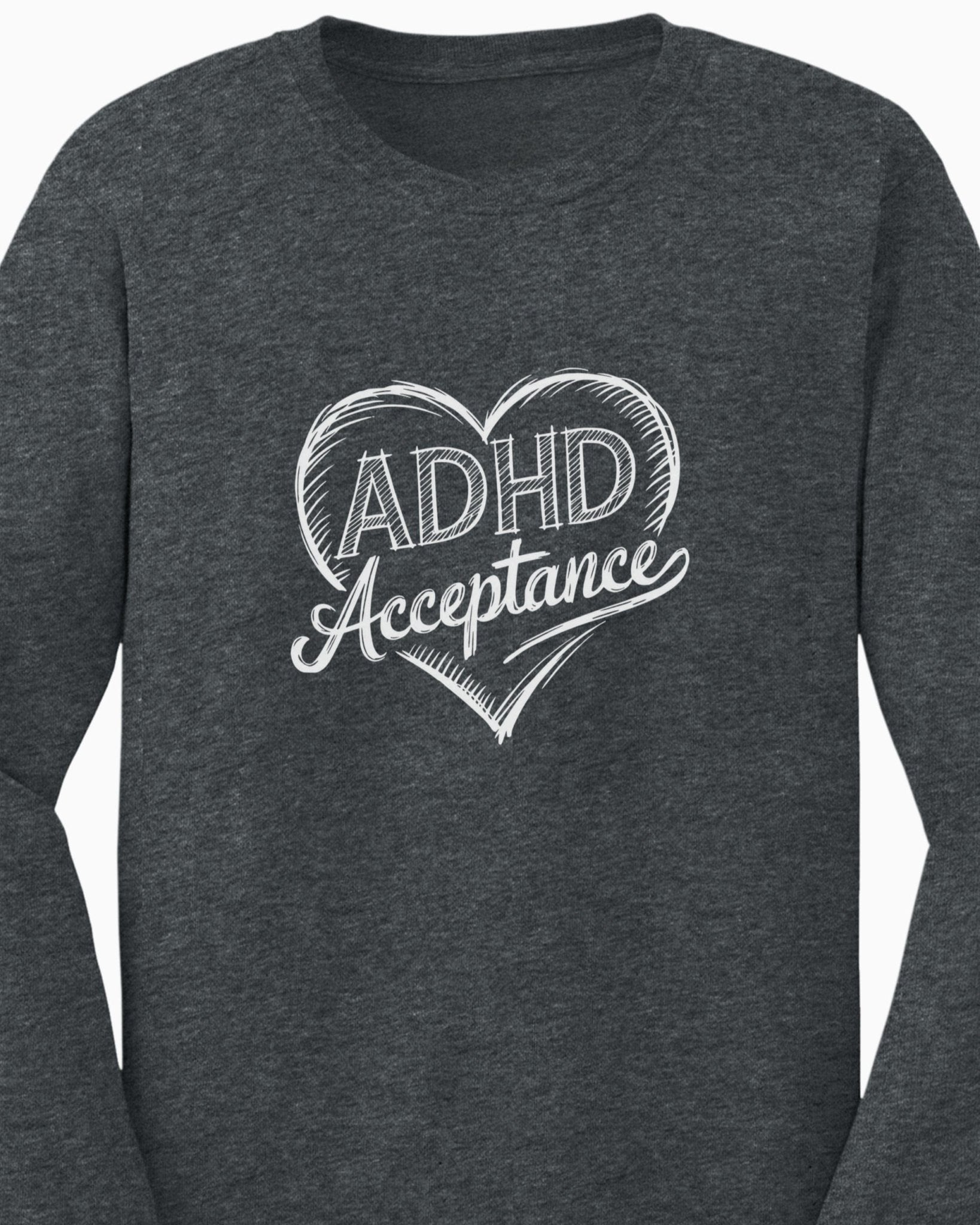 Autism Long - sleeve - ADHD Acceptance Love Heart Sketch Long Sleeve T-Shirt - Daily Bloom