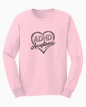 Autism Long-sleeve By Daily Bloom ADHD Acceptance Love Heart Sketch Long Sleeve T-Shirt S / Light Pink