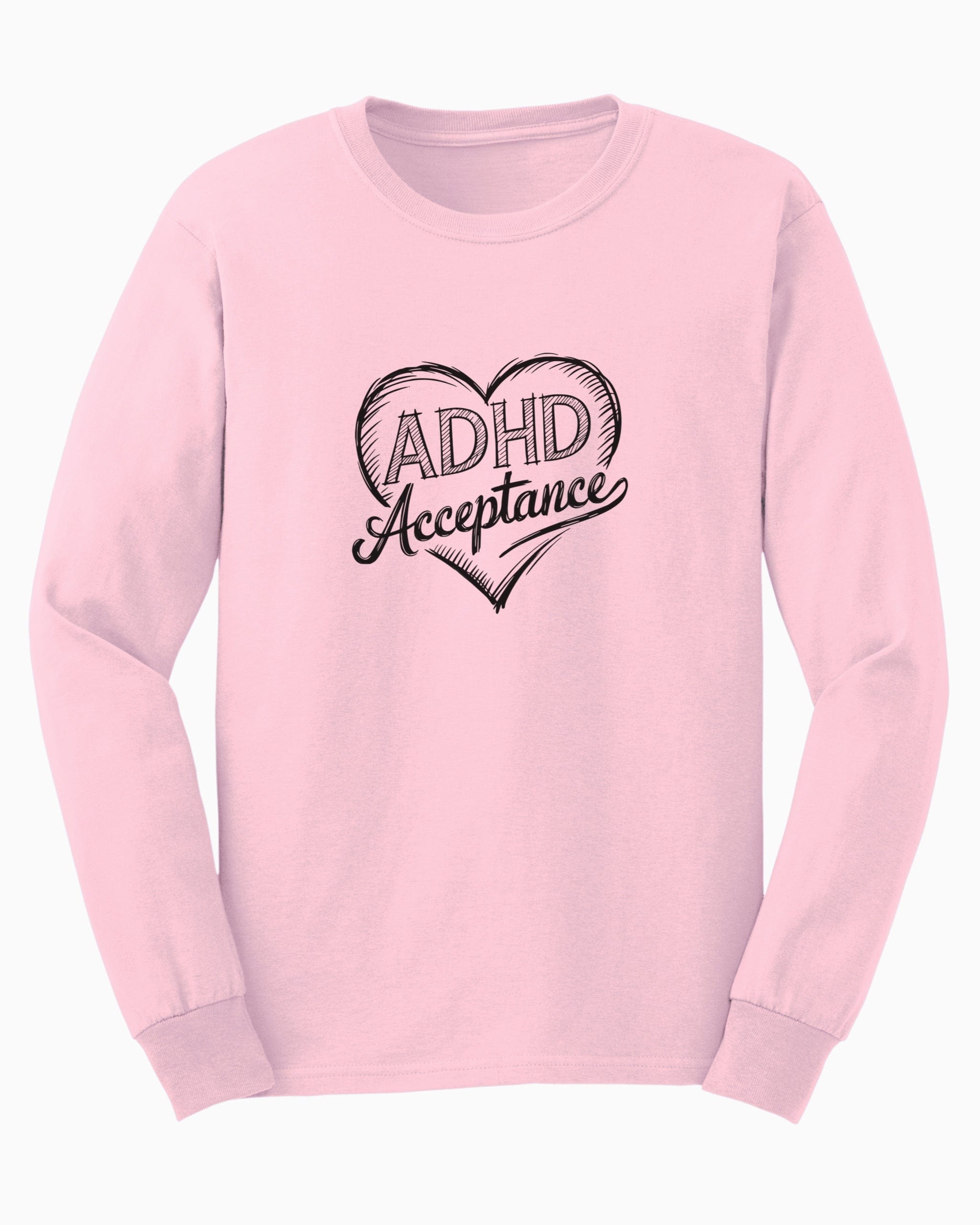 Autism Long-sleeve By Daily Bloom ADHD Acceptance Love Heart Sketch Long Sleeve T-Shirt S / Light Pink