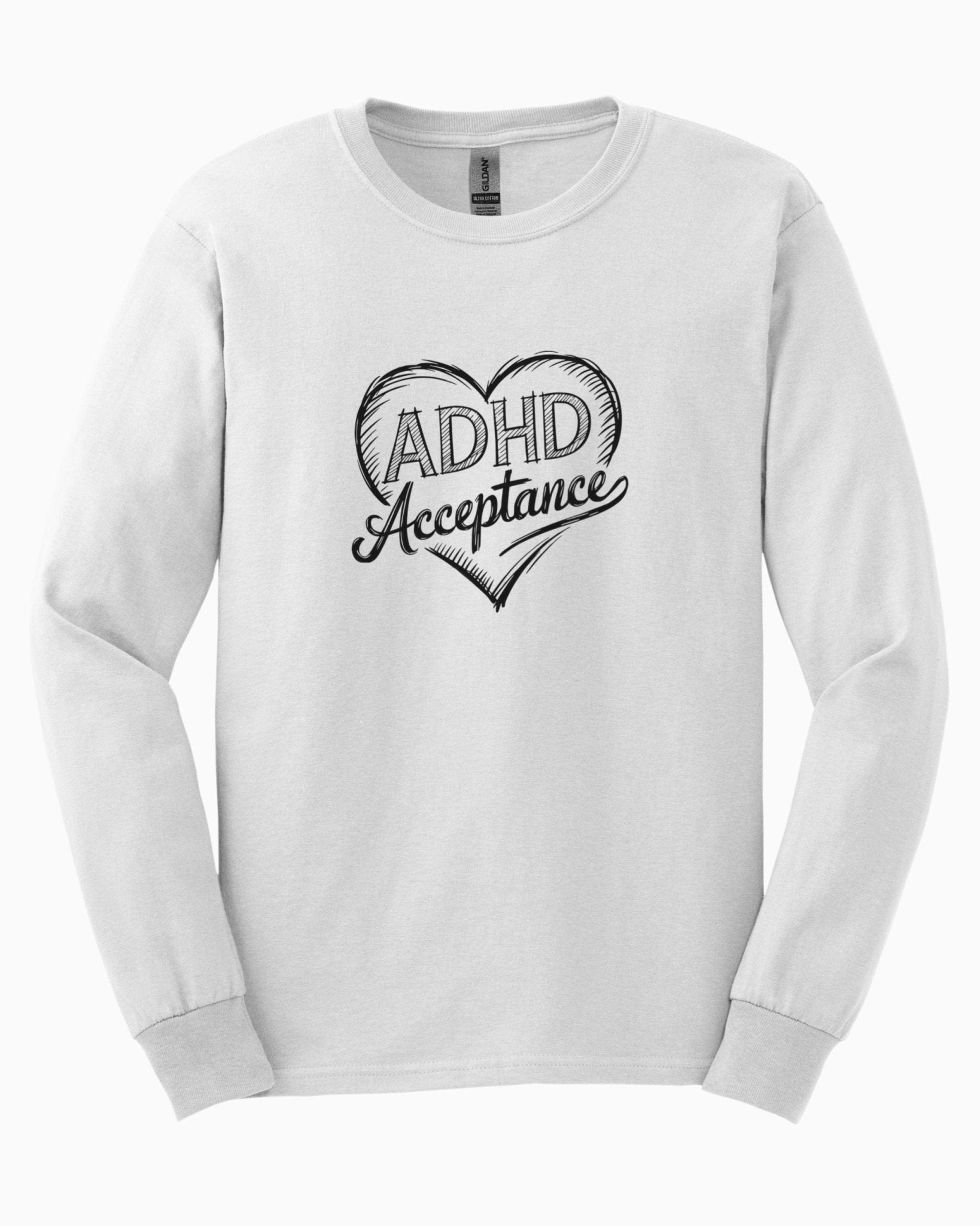 Autism Long - sleeve - ADHD Acceptance Love Heart Sketch Long Sleeve T-Shirt - Daily Bloom