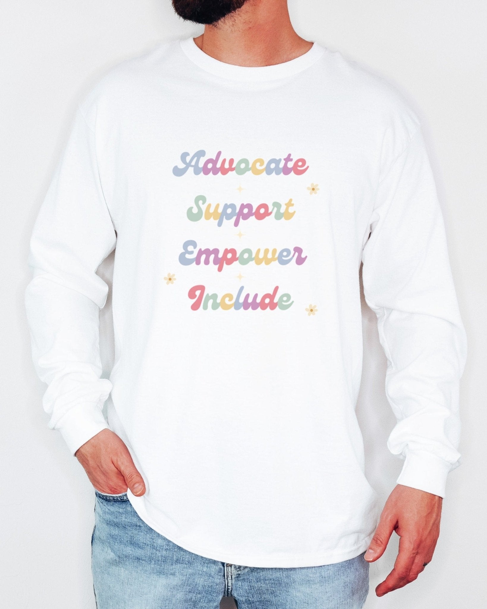Autism Long - sleeve - Advocate Support Empower Include Long Sleeve T-Shirt - Daily Bloom