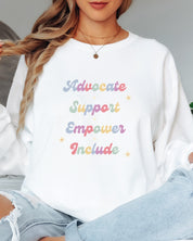 Advocate Support Empower Include Long Sleeve T-Shirt-Neurodiversity, ADHD & Autism Awareness & Acceptance Long-sleeve by Daily Bloom