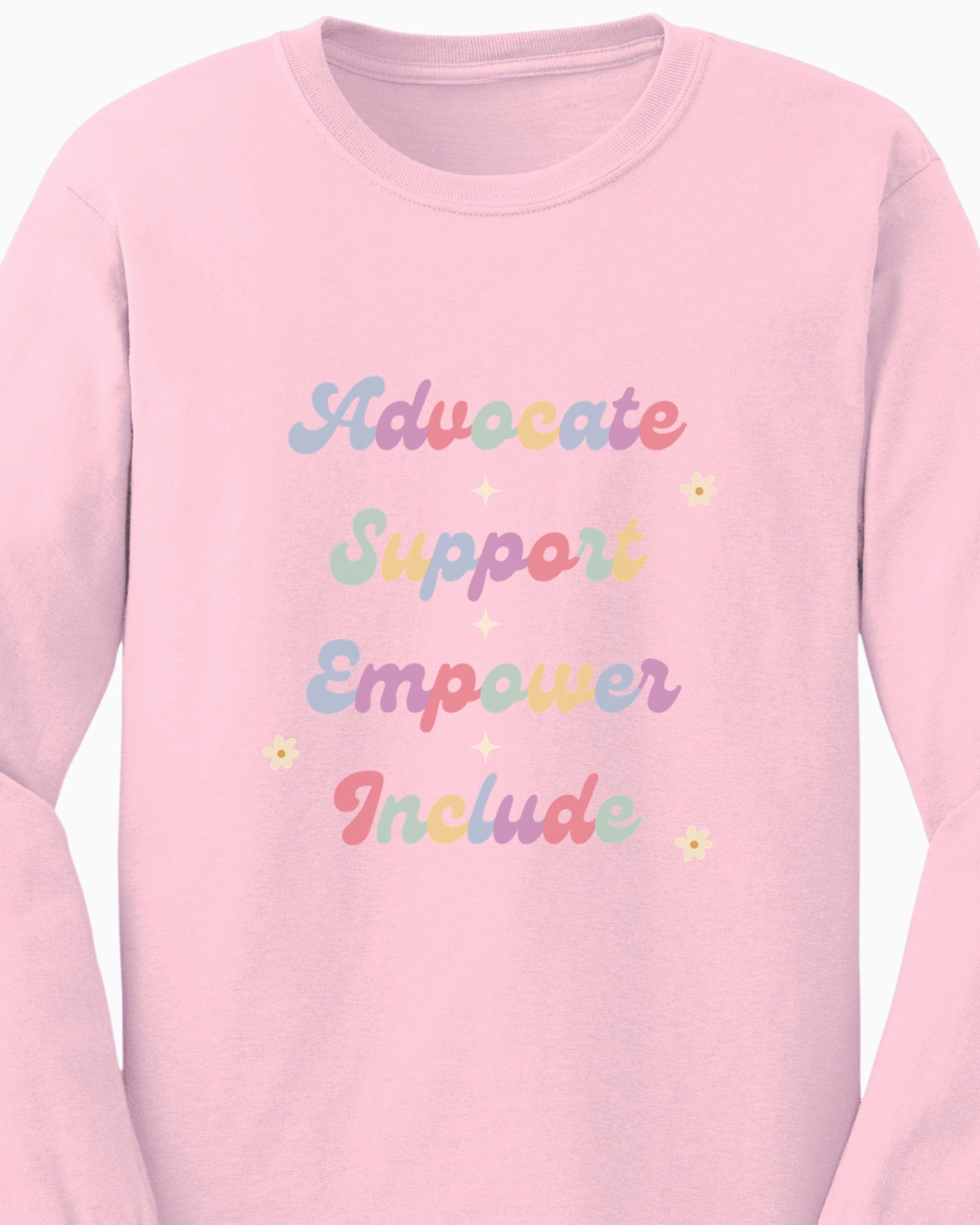 Advocate Support Empower Include Long Sleeve T-Shirt-Neurodiversity, ADHD & Autism Awareness & Acceptance Long-sleeve by Daily Bloom