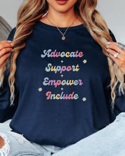 Advocate Support Empower Include Long Sleeve T-Shirt-Neurodiversity, ADHD & Autism Awareness & Acceptance Long-sleeve by Daily Bloom
