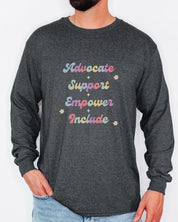 Advocate Support Empower Include Long Sleeve T-Shirt-Neurodiversity, ADHD & Autism Awareness & Acceptance Long-sleeve by Daily Bloom