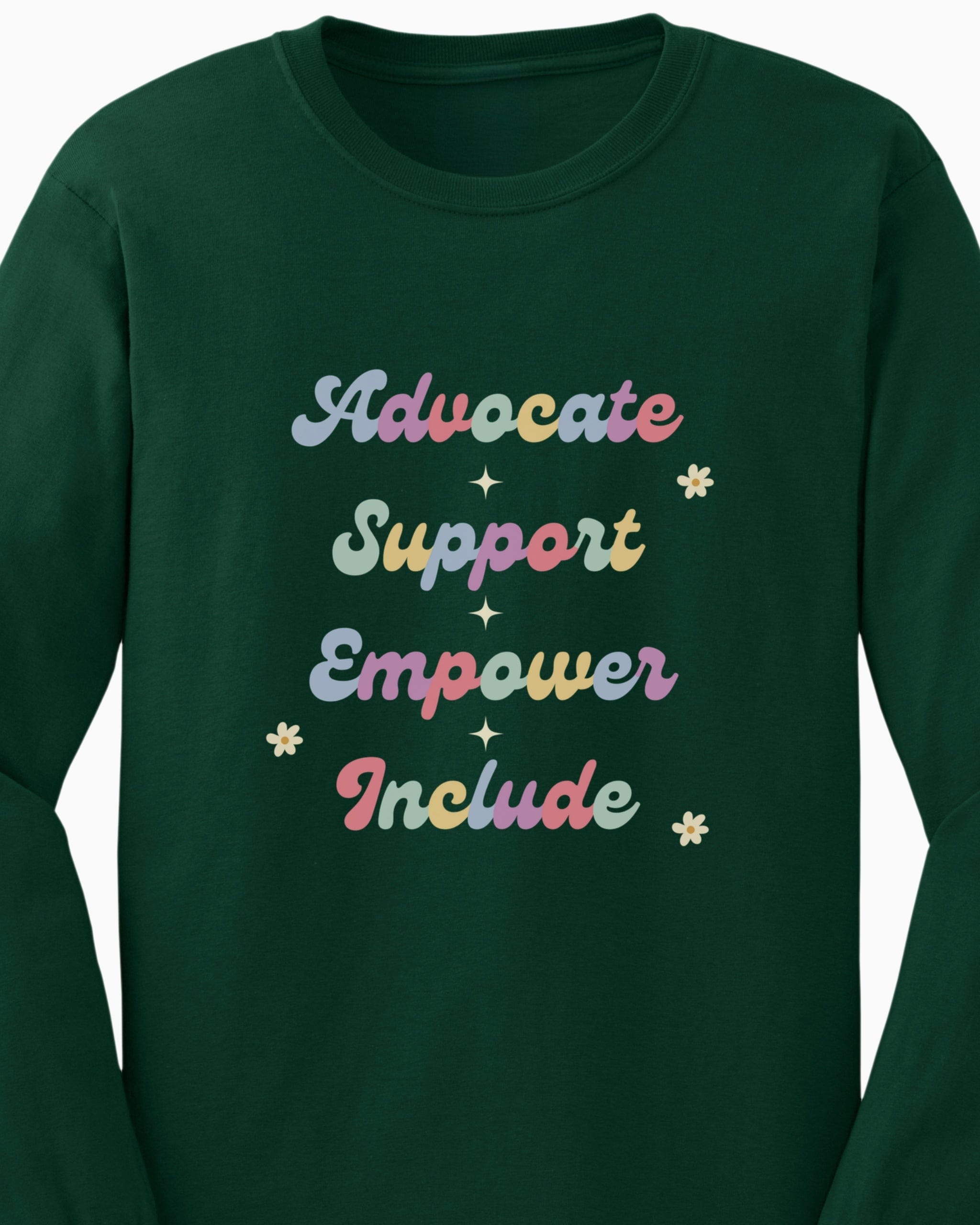 Advocate Support Empower Include Long Sleeve T-Shirt-Neurodiversity, ADHD & Autism Awareness & Acceptance Long-sleeve by Daily Bloom