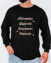 Advocate Support Empower Include Long Sleeve T-Shirt-Neurodiversity, ADHD & Autism Awareness & Acceptance Long-sleeve by Daily Bloom