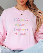 Advocate Support Empower Include Long Sleeve T-Shirt-Neurodiversity, ADHD & Autism Awareness & Acceptance Long-sleeve by Daily Bloom