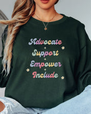 Advocate Support Empower Include Long Sleeve T-Shirt-Neurodiversity, ADHD & Autism Awareness & Acceptance Long-sleeve by Daily Bloom