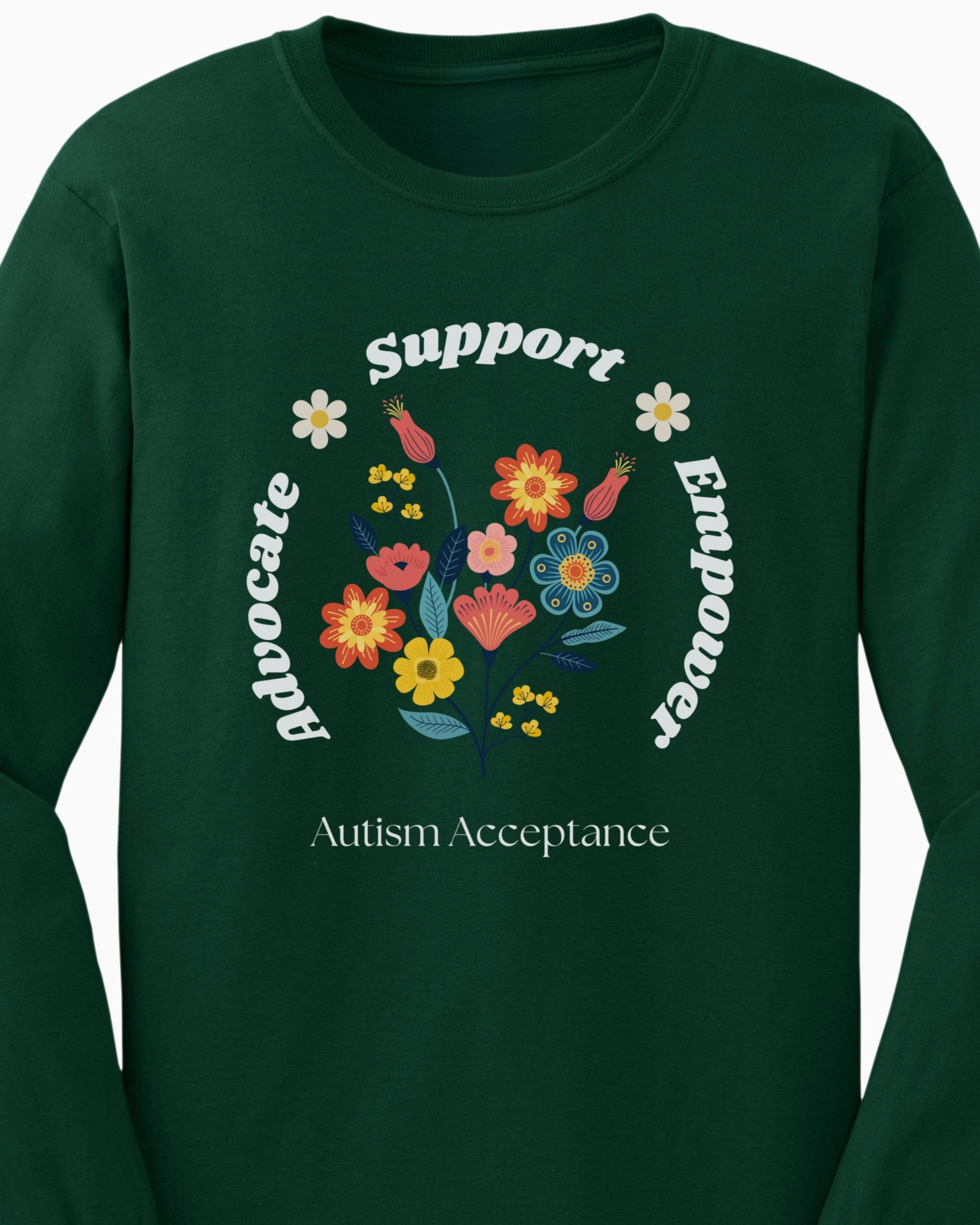 Advocate Support Empower Long Sleeve T-Shirt-Neurodiversity, ADHD & Autism Awareness & Acceptance Long-sleeve by Daily Bloom