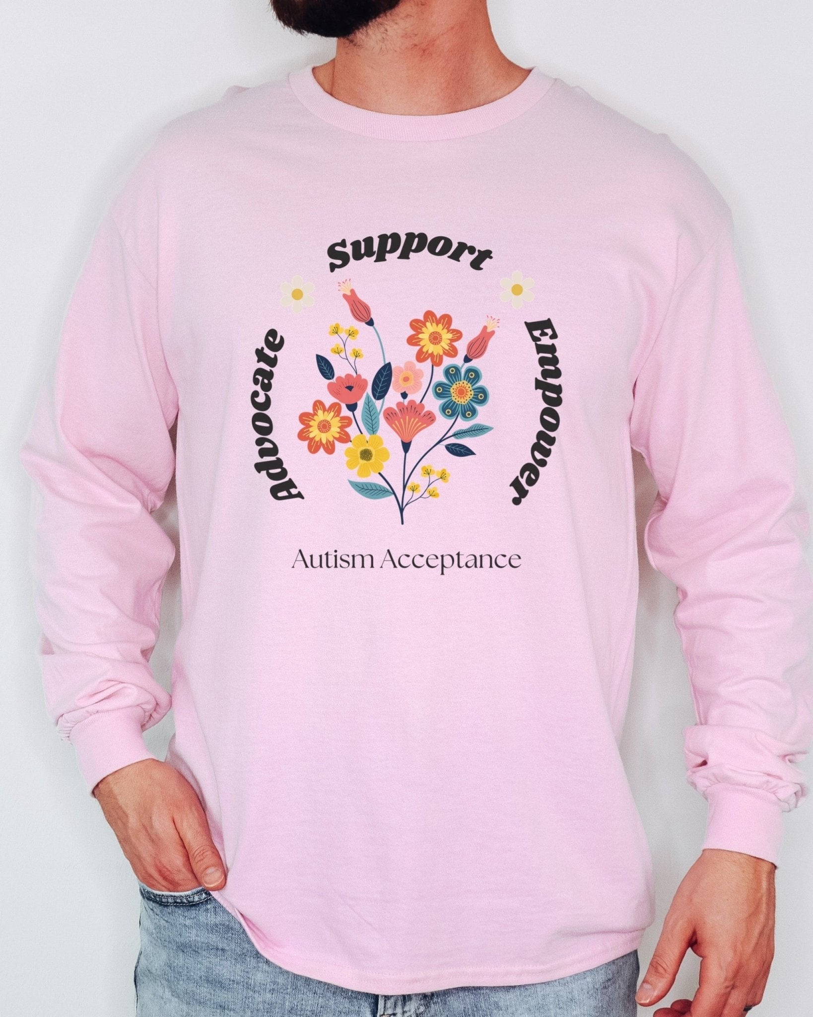 Autism Long - sleeve - Advocate Support Empower Long Sleeve T-Shirt - Daily Bloom