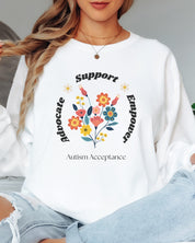 Advocate Support Empower Long Sleeve T-Shirt-Neurodiversity, ADHD & Autism Awareness & Acceptance Long-sleeve by Daily Bloom