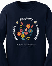 Advocate Support Empower Long Sleeve T-Shirt-Neurodiversity, ADHD & Autism Awareness & Acceptance Long-sleeve by Daily Bloom