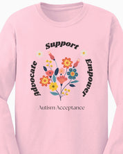 Advocate Support Empower Long Sleeve T-Shirt-Neurodiversity, ADHD & Autism Awareness & Acceptance Long-sleeve by Daily Bloom