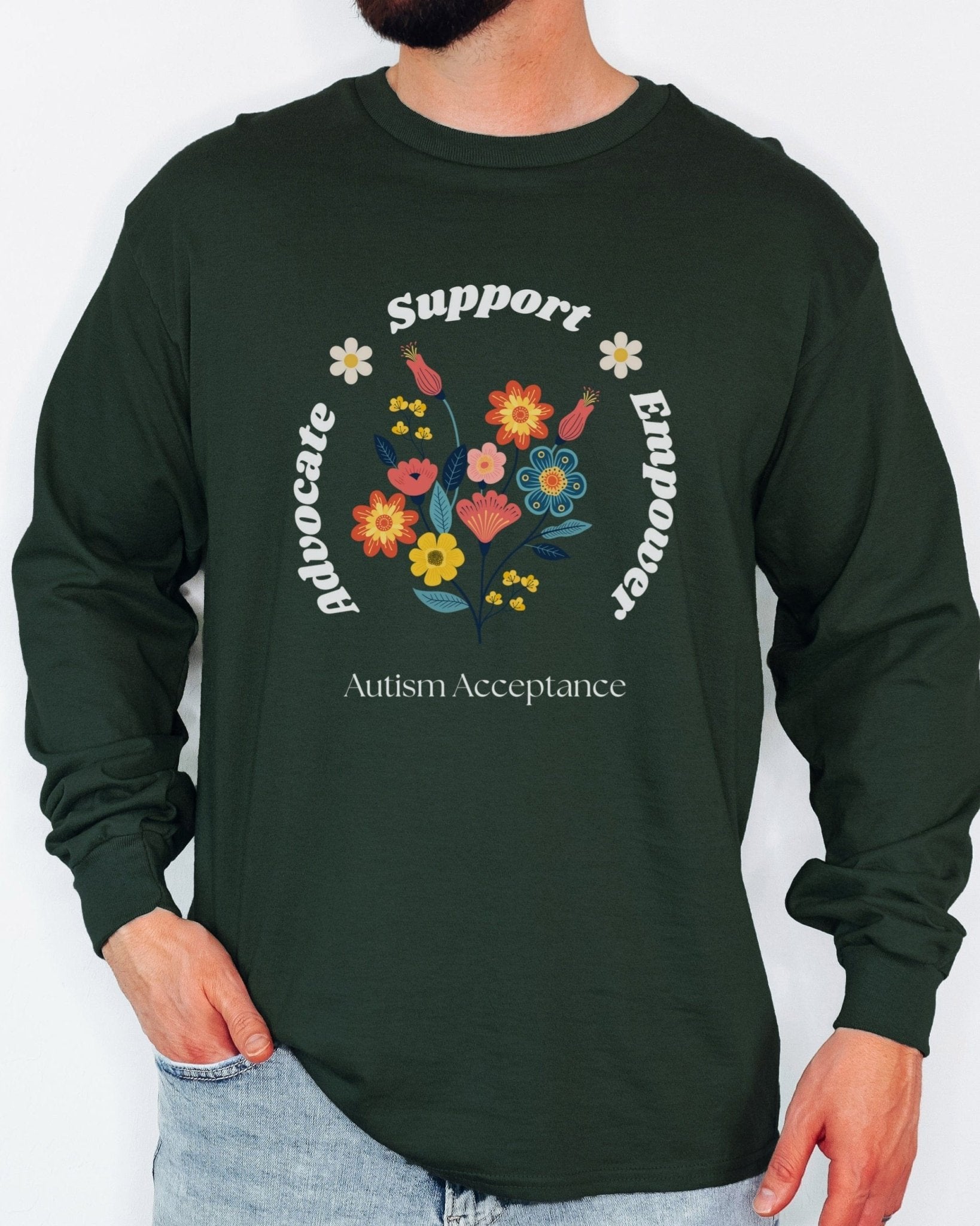 Autism Long - sleeve - Advocate Support Empower Long Sleeve T-Shirt - Daily Bloom