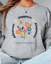 Advocate Support Empower Long Sleeve T-Shirt-Neurodiversity, ADHD & Autism Awareness & Acceptance Long-sleeve by Daily Bloom