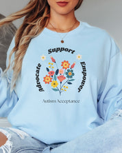 Advocate Support Empower Long Sleeve T-Shirt-Neurodiversity, ADHD & Autism Awareness & Acceptance Long-sleeve by Daily Bloom