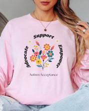 Advocate Support Empower Long Sleeve T-Shirt-Neurodiversity, ADHD & Autism Awareness & Acceptance Long-sleeve by Daily Bloom