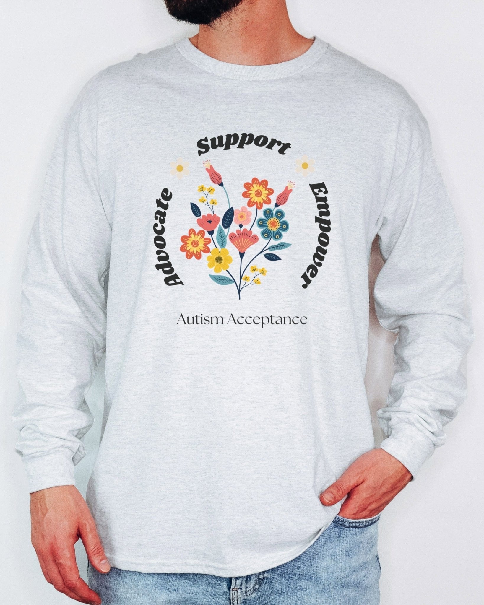 Autism Long - sleeve - Advocate Support Empower Long Sleeve T-Shirt - Daily Bloom