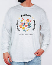 Advocate Support Empower Long Sleeve T-Shirt-Neurodiversity, ADHD & Autism Awareness & Acceptance Long-sleeve by Daily Bloom
