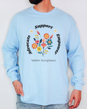 Advocate Support Empower Long Sleeve T-Shirt-Neurodiversity, ADHD & Autism Awareness & Acceptance Long-sleeve by Daily Bloom