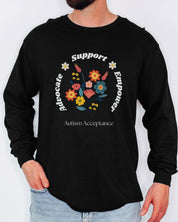 Advocate Support Empower Long Sleeve T-Shirt-Neurodiversity, ADHD & Autism Awareness & Acceptance Long-sleeve by Daily Bloom